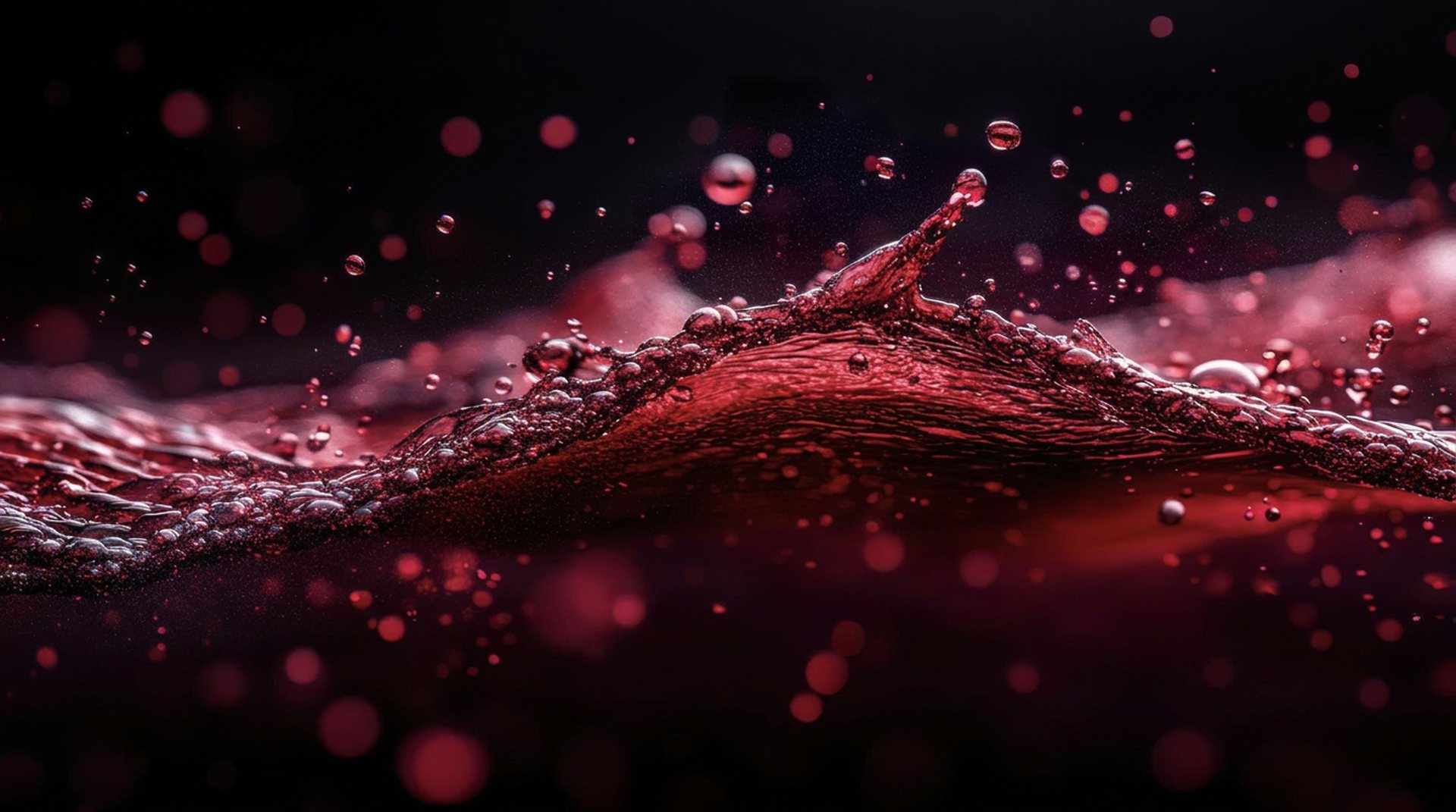 Red wine in motion on a dark ground